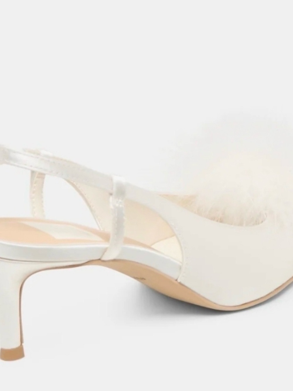 New! Dolce Vita White Feather Slingback Heels - Picture 4 of 11